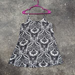 Vintage Anxiety Paisley Cami Top Womens M Black White USA Spaghetti Strap Y2K
